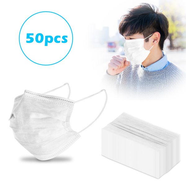 

disposable mask non woven face masks 3 layer anti-dust waterproof mask ply respirator soft breathable mouth safety masks 50pcs/lot rra2879