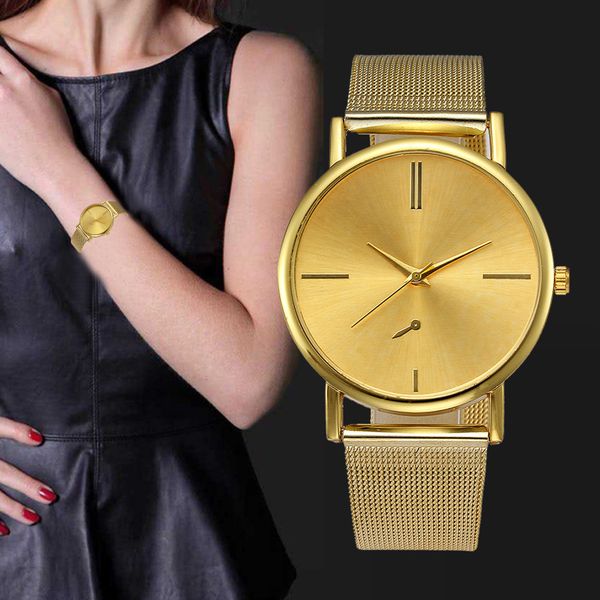 

watch women dress bracelet watch fashion 2019 womens fashion classic gold quartz stainless steel wrist clock, Slivery;brown