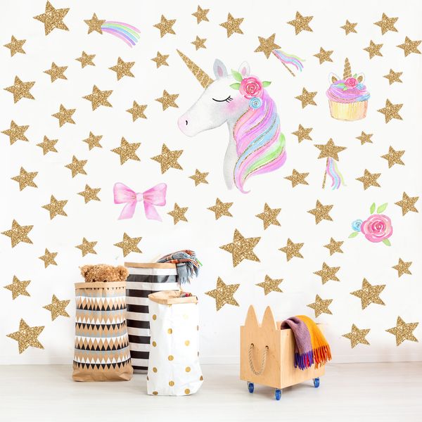 

colorful flower animal unicorn wall sticker 3d art decal sticker child room nursery wall decoration home decor 15pcs