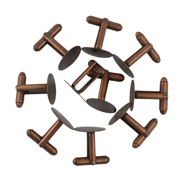 

10 pcs blank setting base pad cufflinks diy wedding vintage retro copper, Silver