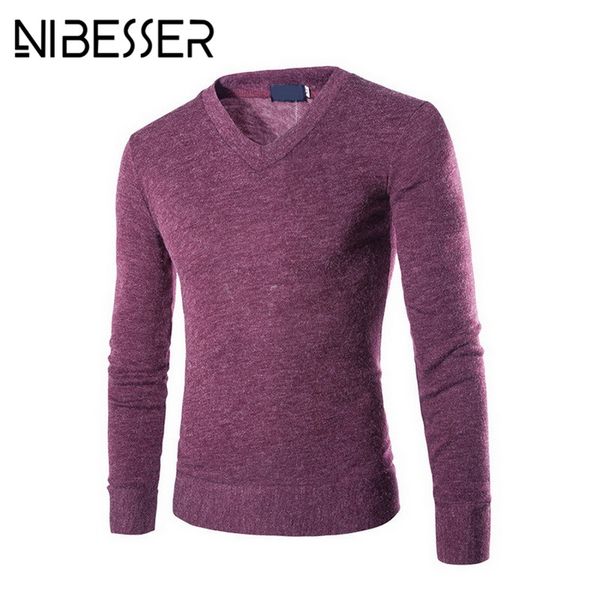

nibesser 2017 autumn new mens sweater fashion v neck sweaters pullovers classic all match wear standard knitted youth shirts, White;black