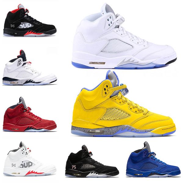 

ale all white laney yellow 5 jumpman 5s paris michigan fab basketball shoes v sup olympic metallic men women designer shoes size5.5-13, White;red