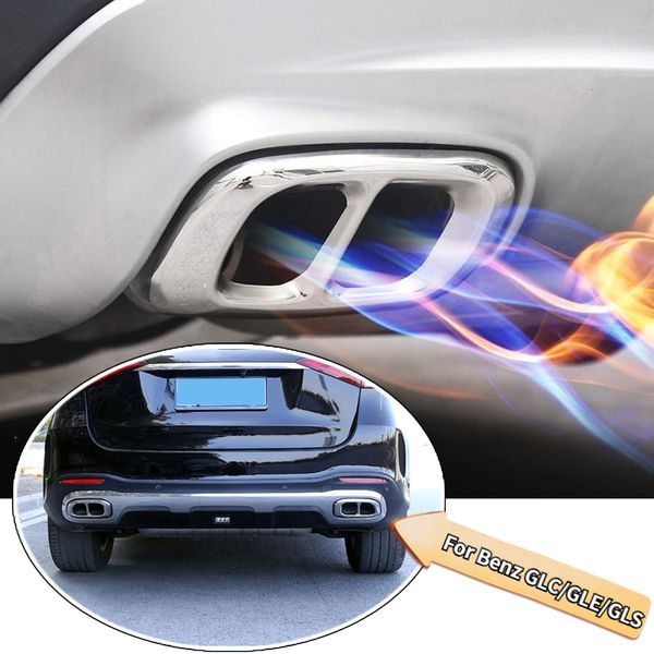 

2pcs stainless steel car tail exhaust throat pipe trim cover for gle350 glc300 350e gls450 580 2020+ accessories
