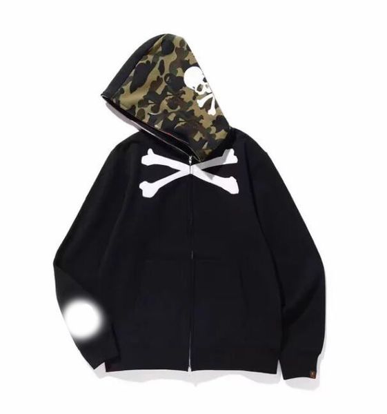 

19bape mens brand designer hoodie street hip hop classic skull printing luxury sweatshirt trend men women stitching camouflage pullover m-3x, Black