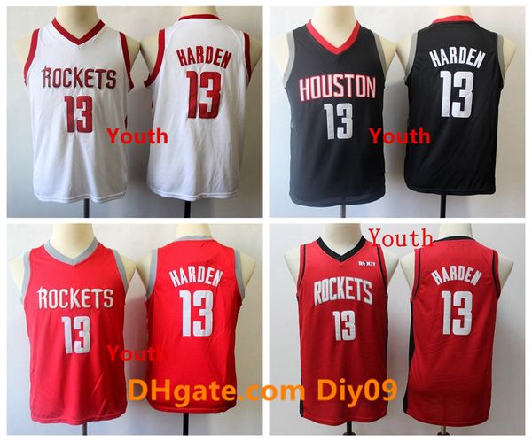 

kids 13 james harden throwback houston rockets jersey majestic james harden stitiched white black red youth basketball jerseys