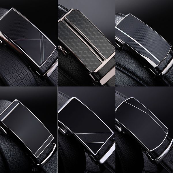 

pure cowhide pure cowhide automatic buckle automatic buckle men's genuine leather business belt trousers belt men's, Black;brown