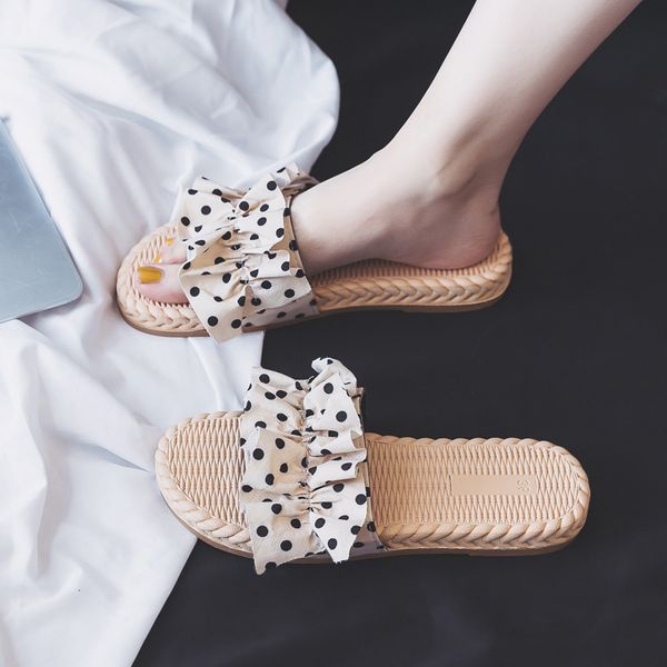 

shoes woman 2020 women's beach slippers pantofle low butterfly-knot slides sabot new flat summer soft basic, Black