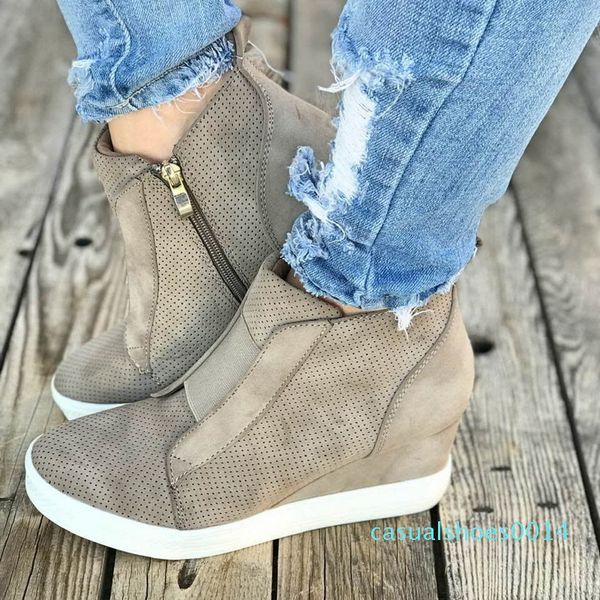 

puimentiua nice sneakers shoes women platform woman autumn high female casual shoes wedge c14, Black