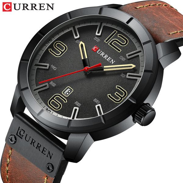 

mens watches curren men waterproof watches men's quartz date clock male sports wrist watch relogio masculino, Slivery;brown