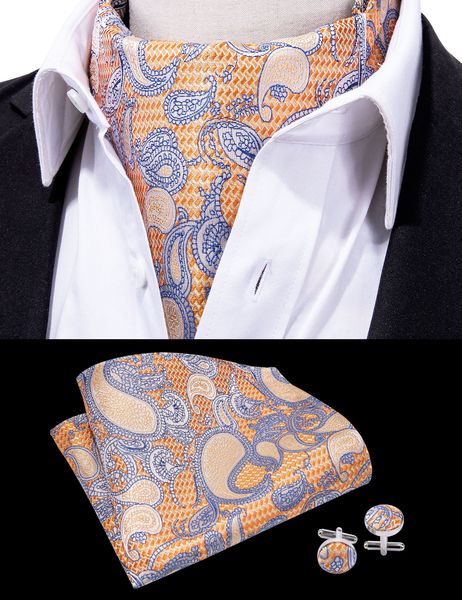 

hi-tie модный бренд мужской платок запонки cravat набор шелковый узор пейсли джентльмены золотые точки галстук свадебный ascot bowtie as-002, Black;blue