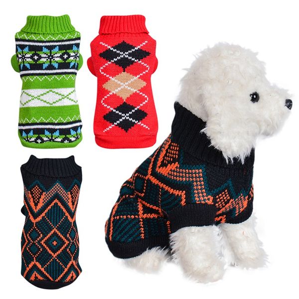 

pet трикотажные свитера собаки зима теплая одежда геометрическая plaid пальто собаки утолщение свитер щенок пальто jumper одежда одежда
