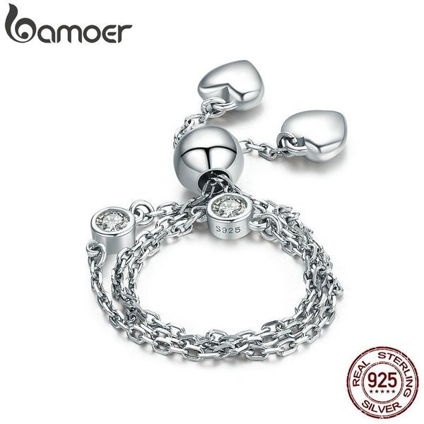 

bamoer new arrival real 925 sterling silver glittering pave heart cz bracelet adjustable link chain bracelets jewelry scb032, Golden;silver