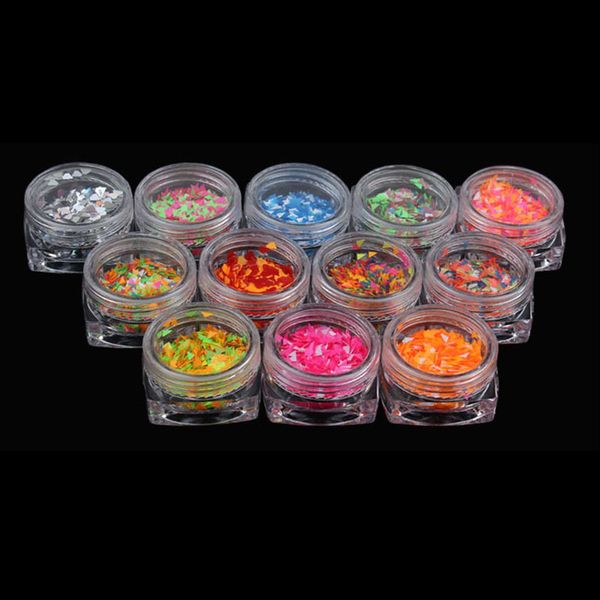 

12 colors diy nail art sequins with bottle diamond decoration nails stickers manicure tips oa66, Silver;gold