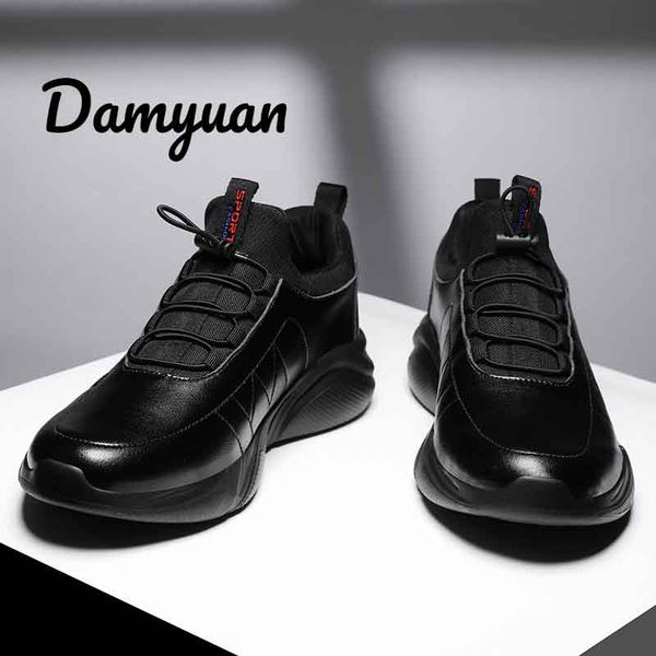 

damyuan leather men's casual shoes tenis masculino adulto light men shoes 46 walking plus size 48 flexible autumn casual, Black