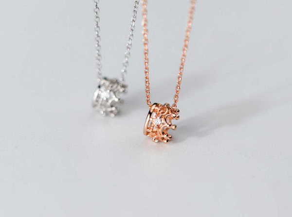 

small 6mm*7mm gift authentic 100% real. 925 sterling silver cz zircon + princess crown circle pendant necklace gtlx2106