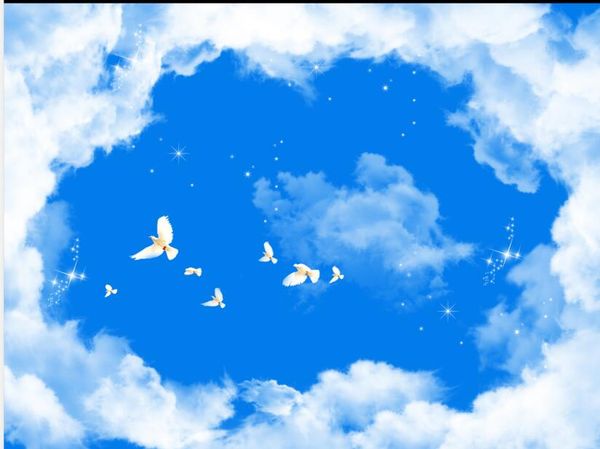 

красивые пейзажи обои 3d потолочные фрески обои голубое небо белые облака потолки небо фреска