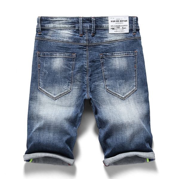 

mens ripped short jeans brand clothing bermuda cotton shorts breathable denim shorts male new fashion size 28-40, Blue