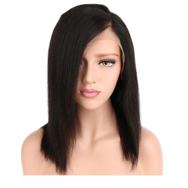 

a yaki straight wigs human hair hd transparent glueless virgin malaysian light yaki full lace straight human hair wigss with baby hair, Black;brown