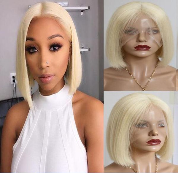 613 Blonde Color Bob Full Lace Wigs Chinese Virgin Human Hair