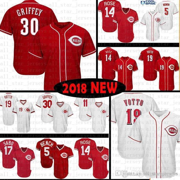 

вышивание 5 слесарно 11 ларкин 19 votto 30 гриффи jr 66 пуч 17 сабо 14 роза цинциннати бейсбол джерси красные flex прохладный базы сетки рет, Blue;black