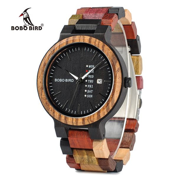 

bobo bird watches men bamboo wooden watch male relogio masculino show date wristwatch quartz gift in wood box erkek kol saati, Slivery;brown