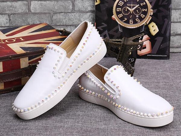 

drop shipping casual new fashion casual flats red bottom luxury shoes low studded spikes men leisure trainer footwear skateboarding d09, Black