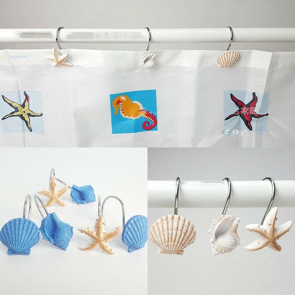 2019 New Seashell Shower Curtain Hooks Bathroom Beach Shell