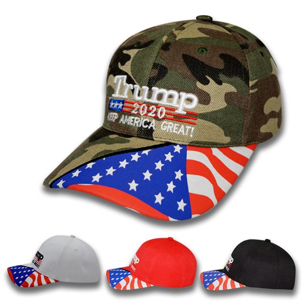 

4styles donald trump baseball hat star usa flag camouflage cap keep america great 2020 hat 3d embroidery letter adjustable snapback ffa2240, Blue;gray