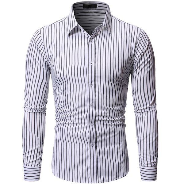 

striped men's french cufflinks casual dress shirt long sleeve white collar design style wedding shirt, White;black