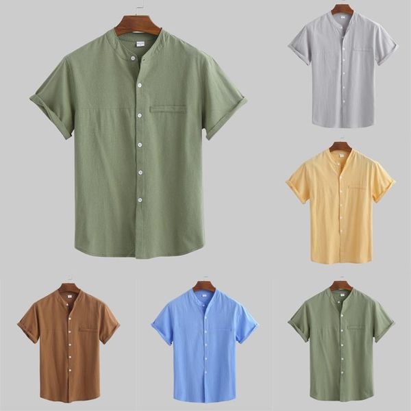 

men's shirt short sleeve solid button down open stitch men shirt summer linen cotton casual shirts for men camisa masculin, White;black