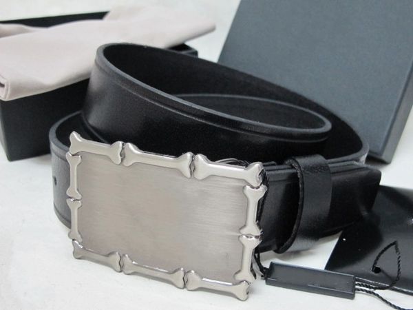 

2019 black shinny leather belt with silver stainless steel buckle business men's strap luxury belts with box size 85-125cm, Black;brown