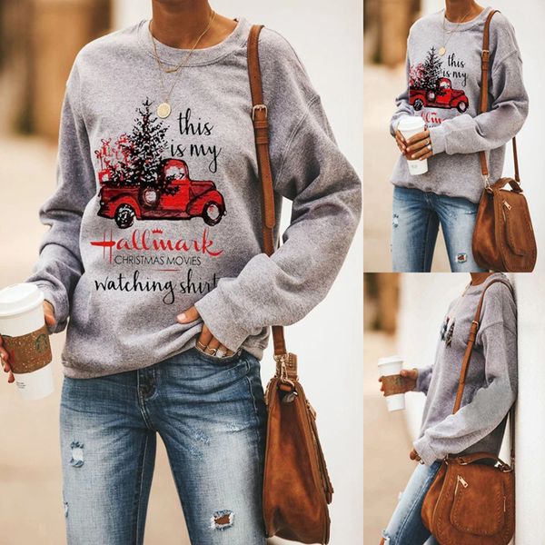 

hallmark christmas movies watching o neck women sweatshirt christmas jumper pullover sports, Black