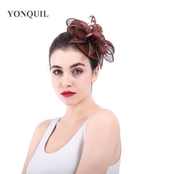 

sinamay fascinators loops headwear elegant female vintage church pillbox hats on hait clips bridal married fedora