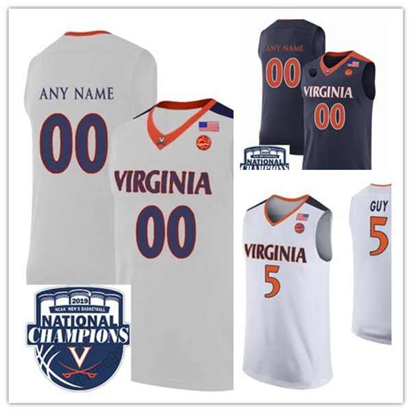 

2019 champions virginia cavaliers kyle guy ty jerome de'andre hunter mamadi diakite kihei clark white navy custom uva jerseys, Black