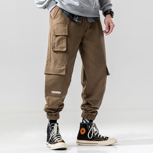 

Pocket Embroidery Hip Hop Pants Men Casual Fashion Streetwear Trousers Bottoms Black Khaki 2019 Size M-3XL
