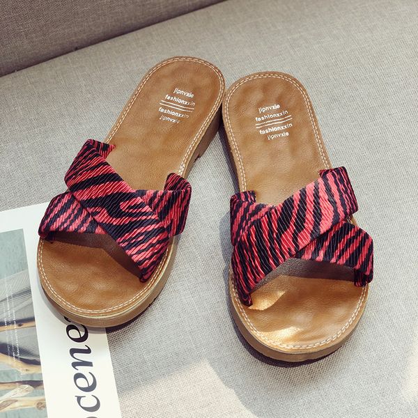 

striped open toe fashion beach flat slides women outside solid slippers sweet novelty summer ladies shoes canvas rubber, Black