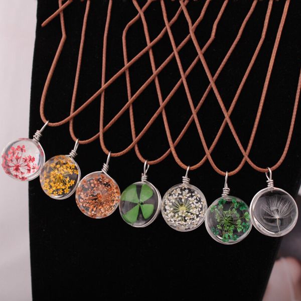 

1 pc vintage floating locket real dried dry flowers necklace round pendant glass accessories, Silver