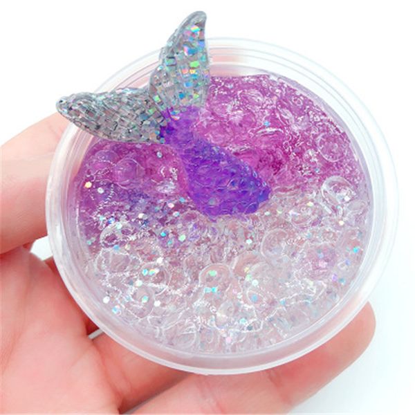 

clear fluffy slime bead mermaid crystal mud cotton diy modeling clay play antistresses lizun child kid toy fimo plasticine