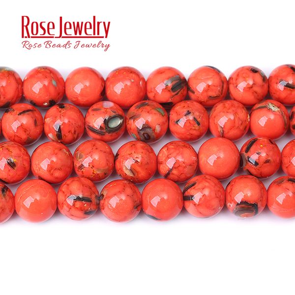 

natural orange shell howlite stone round beads for jewelry making 4-12mm turquoises spacer beads diy handmade jewellery 15