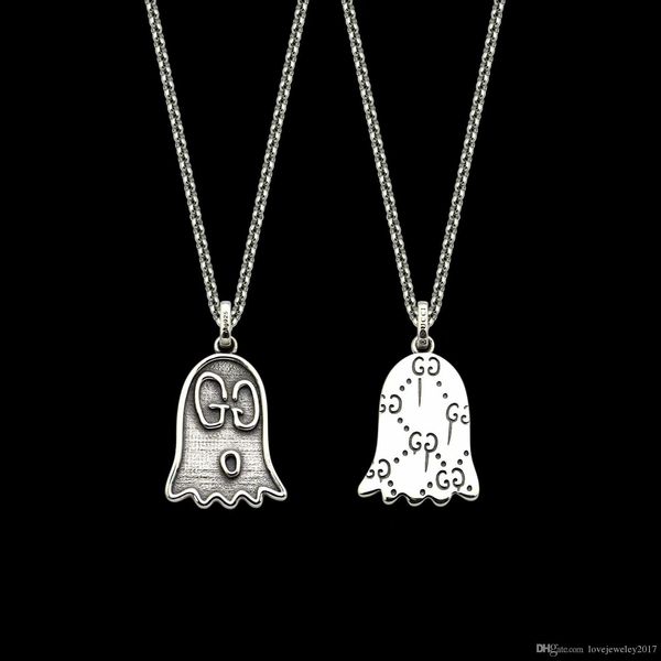 

luxury designer jewelry women necklaces letter ghost pendant necklace stainless carton evil spirits silver chain fashion style