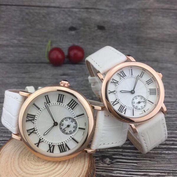 

dropshipping lovers' men dial small wristwatches watches gift works men's strap quartz ladies women for leather valentine watc due, Slivery;brown