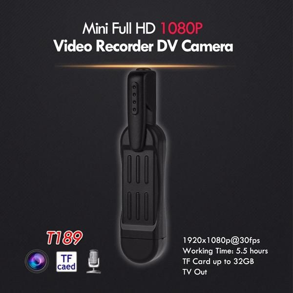 

full hd mini dv pocket body camera with clip mini pen camera video recorder police camera mini camcorder tv out black t189 dropshipping