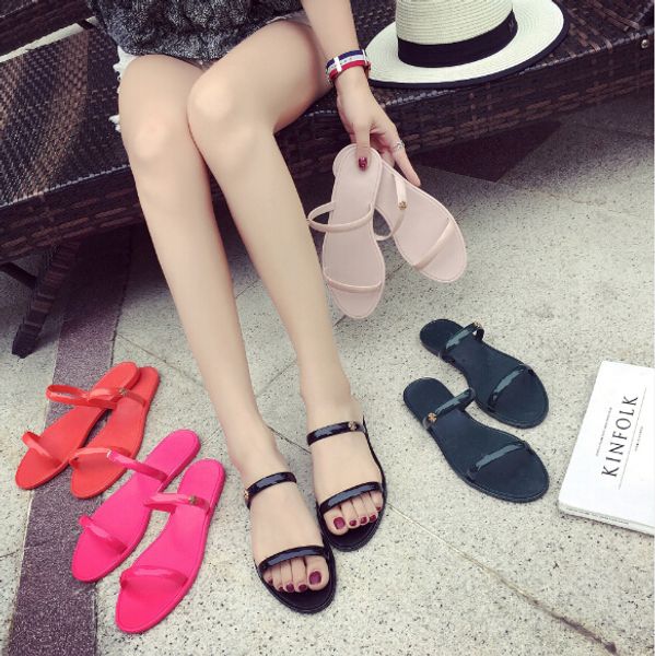 

fashion korean version of non-slip slippers female summer casual flat with the beach students outside wearing beach sandals and slippers, Black