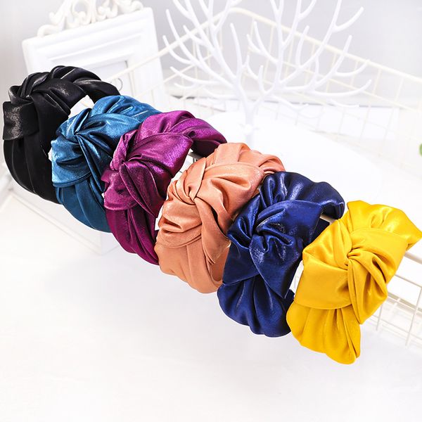 

30pcs/lot diy simple multi fabrics high-grade bright surface head bands wide headbands hair styling tools accessory ha1554, Brown