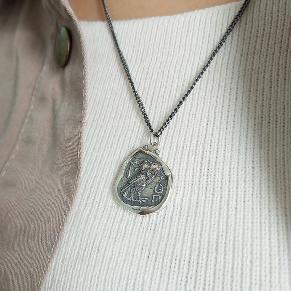 

retro authentic 925 sterling silver figure pendant thai silver retro owl animal bird creative necklace fine jewelry x178