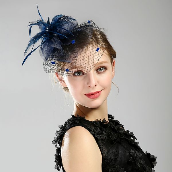 2020 Newest Black Feather Wedding Hair Accessories Birdcage Net