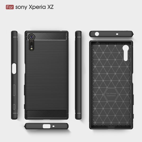 

c-ku sony 10plus mobile phone cover is made of carbon fiber brushed tpu soft silicone xz2/4 anti-fall back cover xperia20 phone covers