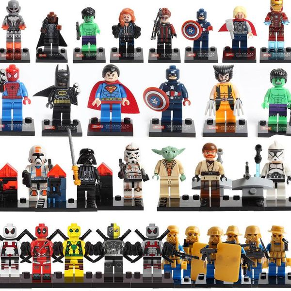 

Mixed building block puzzle uper hero marvel toy captain america deadpool batman thano hulk ironman uperman piderman ironman x man