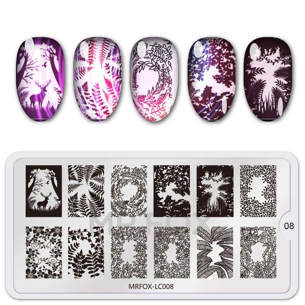 

6.5*12.5cm forest animal butterfly design rectangle nail stamping template manicure nail art stamp image plate, White