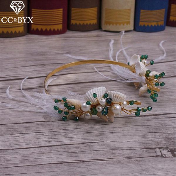 

cc jewelry hairbands tiaras for women handmade flowers party bridal hair accessories wedding decorations bijoux fashion diy 1208, Golden;white